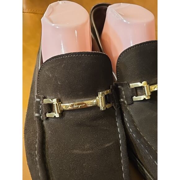 Salvatore Ferragamo Pasquale Men’s Horsebit Moccasin Loafer Brown Suede 9EE $680 main image 7